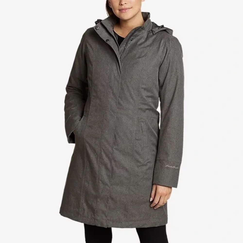 Eddie Bauer Women's Girl on the Go Insulated Waterproof Trench Coat - Gray MP